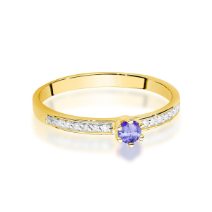Pierścionek z Tanzanitem 0,15ct i Diamentami 0,07ct ze złota próby 585. W-0459TA