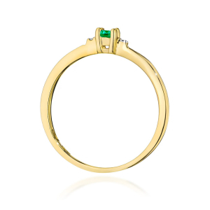 Pierścionek ze Szmaragdem 0,15ct i Diamentami ze złota próby 585. W-0464SZM