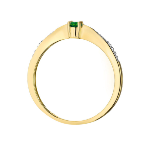 Pierścionek ze Szmaragdem 0,15ct i Diamentami ze złota próby 585. W-0465SZM