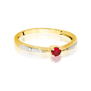 Pierścionek z Rubinem 0,15ct i Diamentami ze złota próby 585. W-0465R