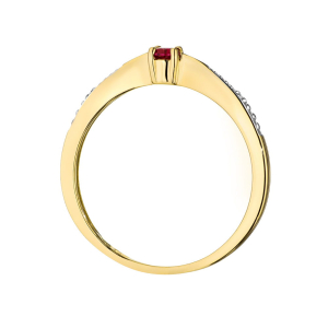 Pierścionek z Rubinem 0,15ct i Diamentami ze złota próby 585. W-0465R