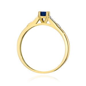 Pierścionek z Szafirem 0,30ct i Diamentami ze złota próby 585. W-0466SZ