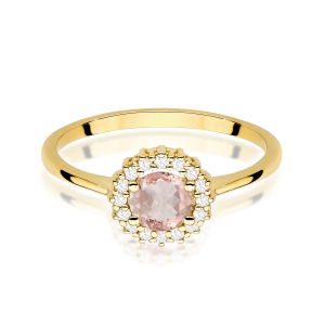 Pierścionek z Morganitem 0,40ct i Diamentami ze złota próby 585. W-0572MO