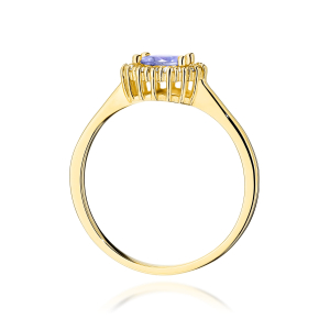 Pierścionek z Tanzanitem 0,50ct i Diamentami ze złota próby 585. W-0572TAN