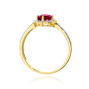 Pierścionek z Rodolitem 0,60ct i Brylantami 0,13ct ze złota próby 585. W-0603RD