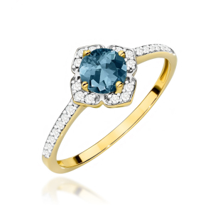Pierścionek z Topazem London Blue 0,50ct ze złota próby 585. W-0603TLB
