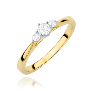 Pierścionek z Brylantami 0,19ct z żółtego złota próby 585. W-0608