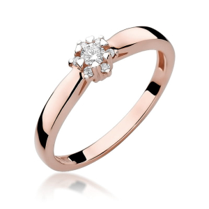Pierścionek z Brylantami 0,15ct ze złota próby 585. W-0061