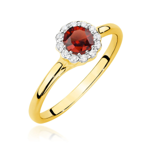 Pierścionek z Rubinem 0,60ct i Diamentami 0,103ct ze złota próby 585. W-0622R