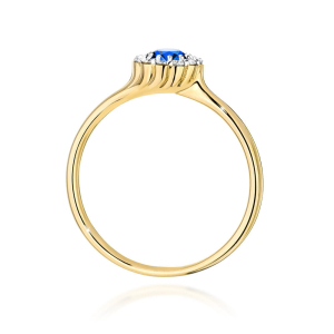 Pierścionek z Szafirem 0,50ct i Diamentami 0,103ct ze złota próby 585. W-0622SZ