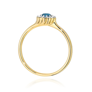 Pierścionek z Topazem London Blue 0,50ct i Diamentami 0,103ct ze złota próby 585. W-0622LB