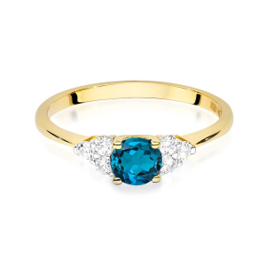 Pierścionek z Topazem London Blue 0,50ct i Diamentami 0,18ct ze złota próby 585. W-0451TLBD