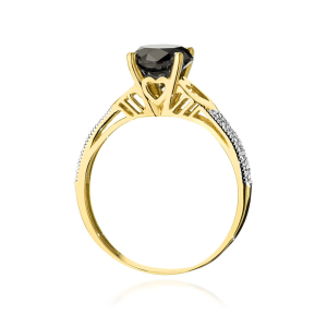 Pierścionek zaręczynowy z czarnym Diamentem 2.00ct żółte złoto próby 585