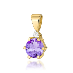Zawieszka z Ametystem 0,50ct i Diamentem 0,015ct - złoto próby 585. Z-0076A