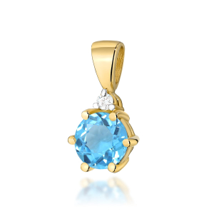 Zawieszka z Topazem 0,50ct i Diamentem 0,015ct - złoto próby 585. Z-0076T