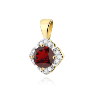 Zawieszka z Granatem 0,60ct i Brylantami 0,06ct - złoto próby 585. Z-0571G