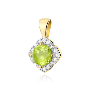 Zawieszka z Oliwinem 0,60ct i Brylantami 0,06ct - złoto próby 585. Z-0571O