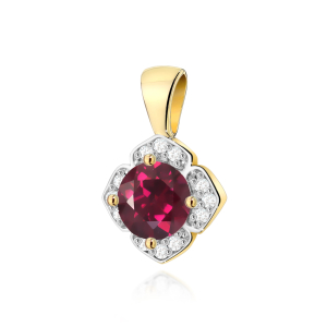 Zawieszka z Rodolitem 0,60ct i Brylantami 0,06ct - złoto próby 585. Z-0571RO