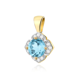 Zawieszka z Topazem 0,50ct i Brylantami 0,06ct - złoto próby 585. Z-0571T