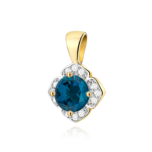 Zawieszka z Topazem London Blue 0,50ct i Brylantami 0,06ct - złoto próby 585. Z-0571TLB