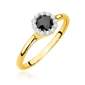 Pierścionek zaręczynowy z czarnym Diamentem 0,50ct, złoto próby 585. W-0622CZ