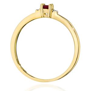 Złoty pierścionek z Rubinem 0,15ct i Brylantami ze złota próby 585. W-0464R