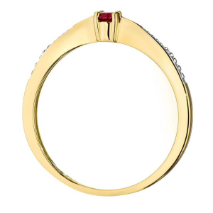 Pierścionek z Rubinem 0,15ct i Brylantami ze złota próby 585. W-0465R