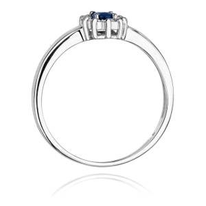 Pierścionek z białego złota z Szafirem 0,30ct i Diamentami próby 585. W-0026SZAB