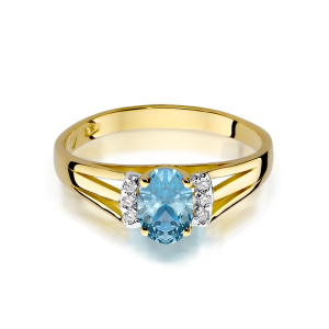 Pierścionek Topaz 0,50ct i Brylanty ze złota próby 585. W-0005T