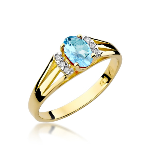 Pierścionek Topaz 0,50ct i Brylanty ze złota próby 585. W-0005T