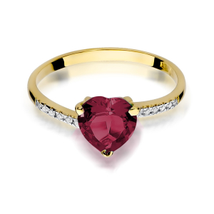 Pierścionek Serce - Rubin 1,70ct i Brylanty - złoto próby 585. W-0050R
