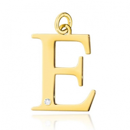 Złota zawieszka mała litera E z brylantem próby 585