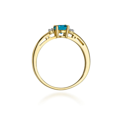 Zaręczynowy pierścionek z Topazem London Blue 0,50ct i Brylantami złoto próby 585. W-0010TLB