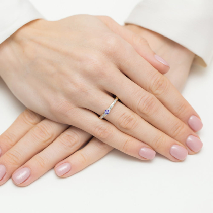 Pierścionek z Tanzanitem 0,15ct złoto pr.585. W-0288TA