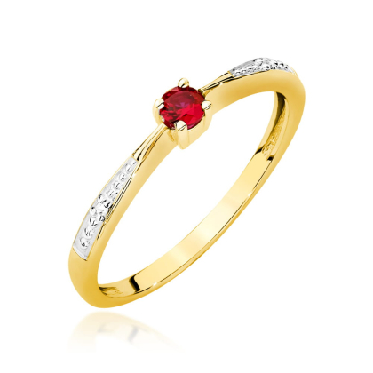 Pierścionek z Rubinem 0,15ct i Diamentami ze złota próby 585. W-0465R