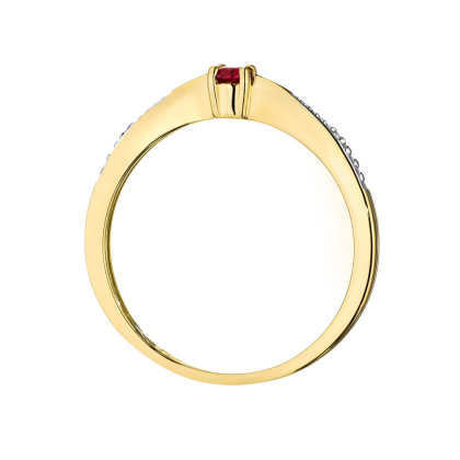 Pierścionek z Rubinem 0,15ct i Diamentami ze złota próby 585. W-0465R