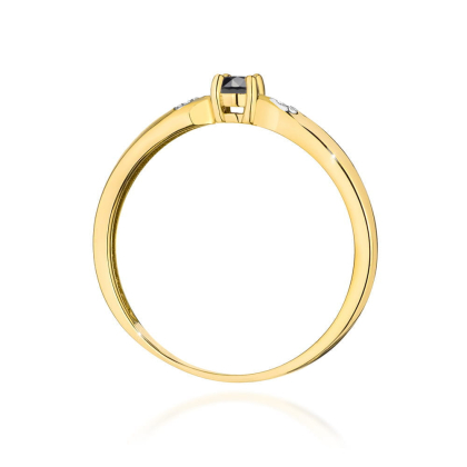 Pierścionek z Czarnym Diamentem 0,12ct i Brylantami ze złota próby 585. W-0469CZD