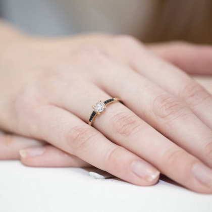 Pierścionek z Brylantami 0,12ct ze złota próby 585. W-0055BCZ