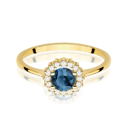 Pierścionek z Topazem London Blue 0,50ct i Diamentami ze złota próby 585. W-0572TLB