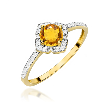 Pierścionek z Cytrynem 0,50ct ze złota próby 585. W-0603C