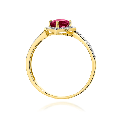 Pierścionek z Rodolitem 0,60ct i Brylantami 0,13ct ze złota próby 585. W-0603RD