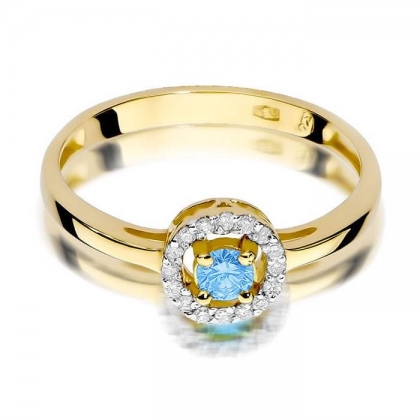 Zaręczynowy pierścionek z Topazem 0,15ct i Brylantami ze złota próby 585