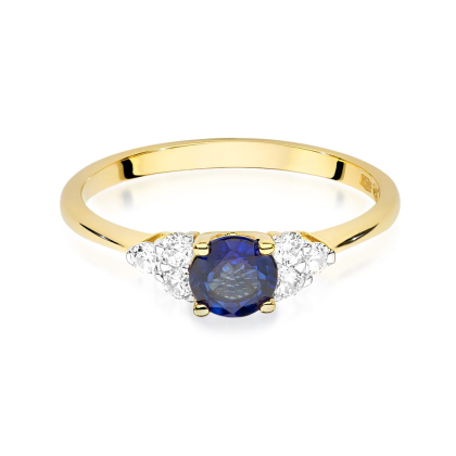 Pierścionek z Szafirem 0,50 ct i Diamentami 0,18ct ze złota próby 585. W-0451SZD