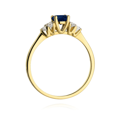 Pierścionek z Szafirem 0,50 ct i Diamentami 0,18ct ze złota próby 585. W-0451SZD