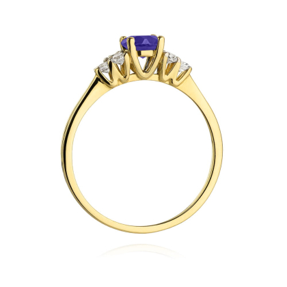 Pierścionek z Tanzanitem 0,50 ct i Diamentami 0,18ct ze złota próby 585. W-0451TAD