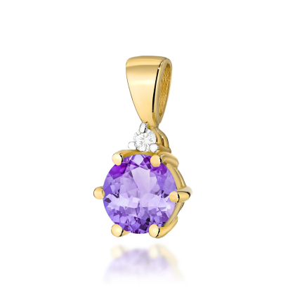 Zawieszka z Ametystem 0,50ct i Diamentem 0,015ct - złoto próby 585. Z-0076A