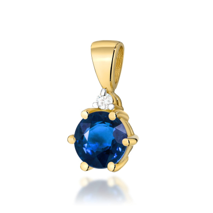 Zawieszka z Szafirem 0,50ct i Diamentem 0,015ct - złoto próby 585. Z-0076SZ