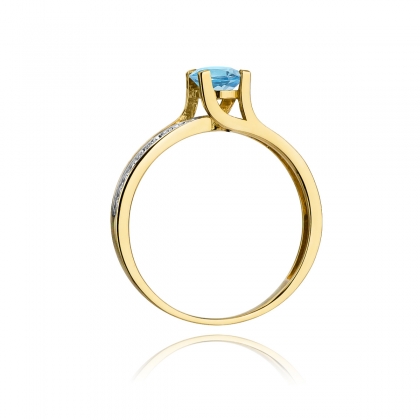 Zaręczynowy pierścionek z Topazem 0,50ct i Brylantami złoto próby 585