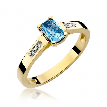 Zaręczynowy pierścionek z Topazem 0,50ct i brylantami złoto 585