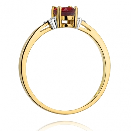 Pierścionek zaręczynowy z Rubinem 0,60ct i Brylantami pr. 585. W-0301R